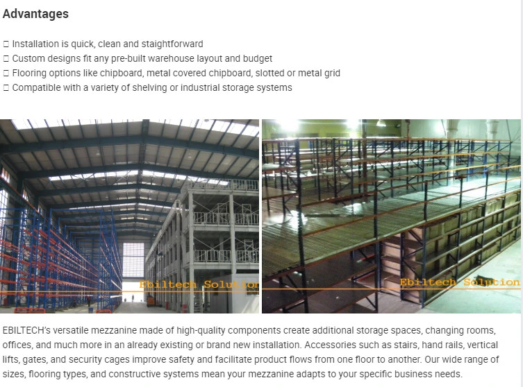 Ebil Tech CAD Drawing Supply Industrial Metal Mezzanine with Steel Railing