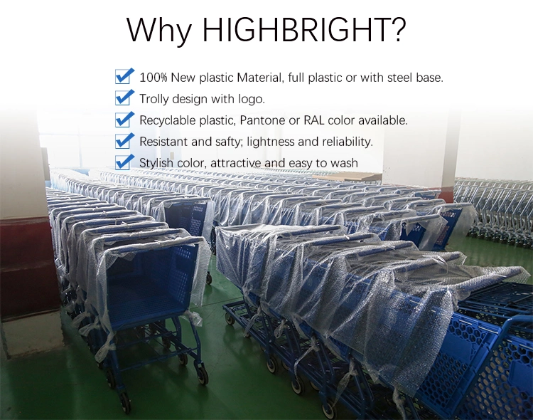 180 Liters Plastic Retail Grocery Supermarket Push Shopping Trolley for Us Market