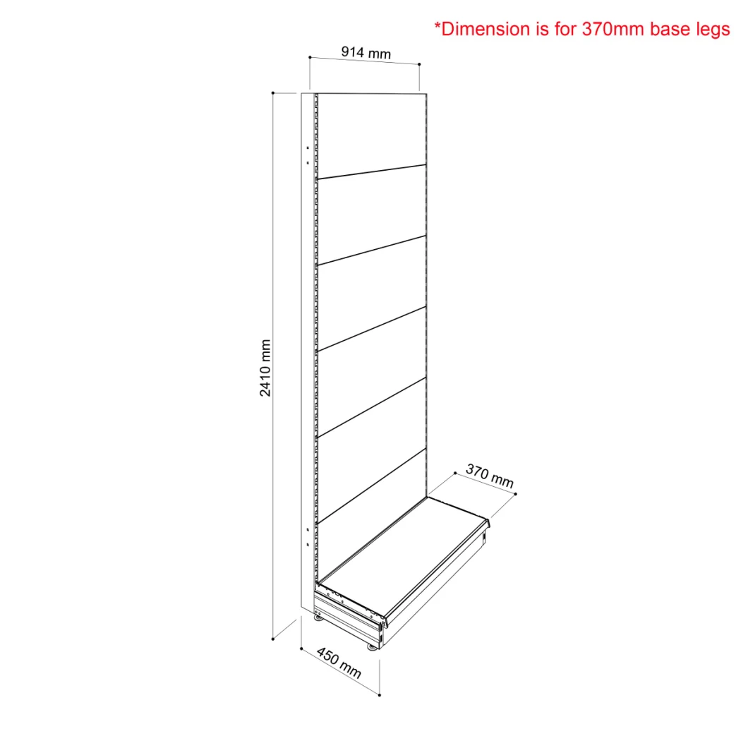 2400h Single-Sided Gondola Shelving Bay with Slatwall Back Panels