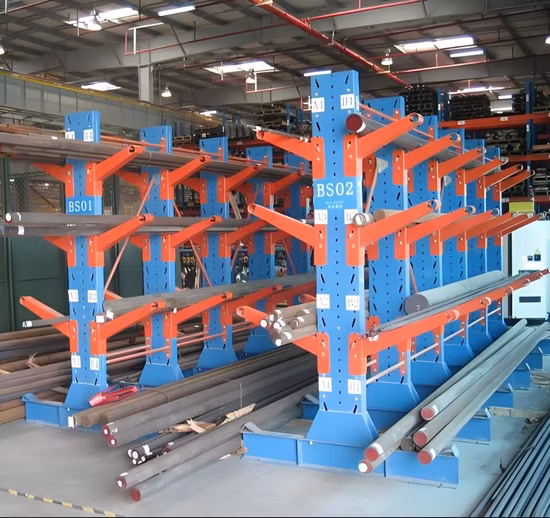Heavy Duty Warehouse Cantilever Racking System para almacenamiento de barras de refuerzo